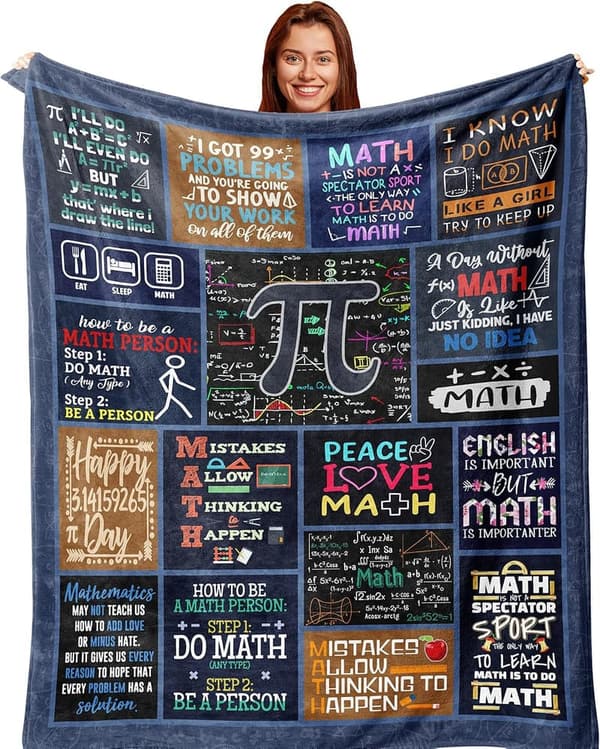 Math Teacher Appreciation Blanket for Math Lovers, 60x50in
