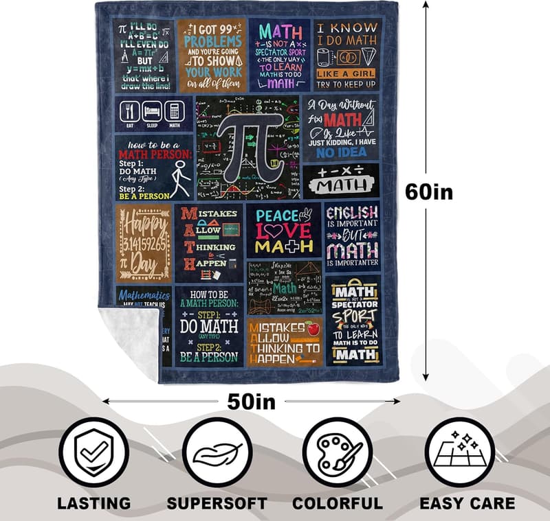 Math Teacher Appreciation Blanket for Math Lovers, 60x50in