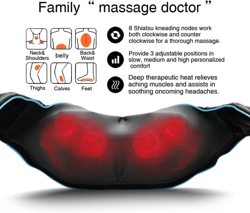 Electric Shiatsu Neck & Back Massager with Heat - Ideal for Couples