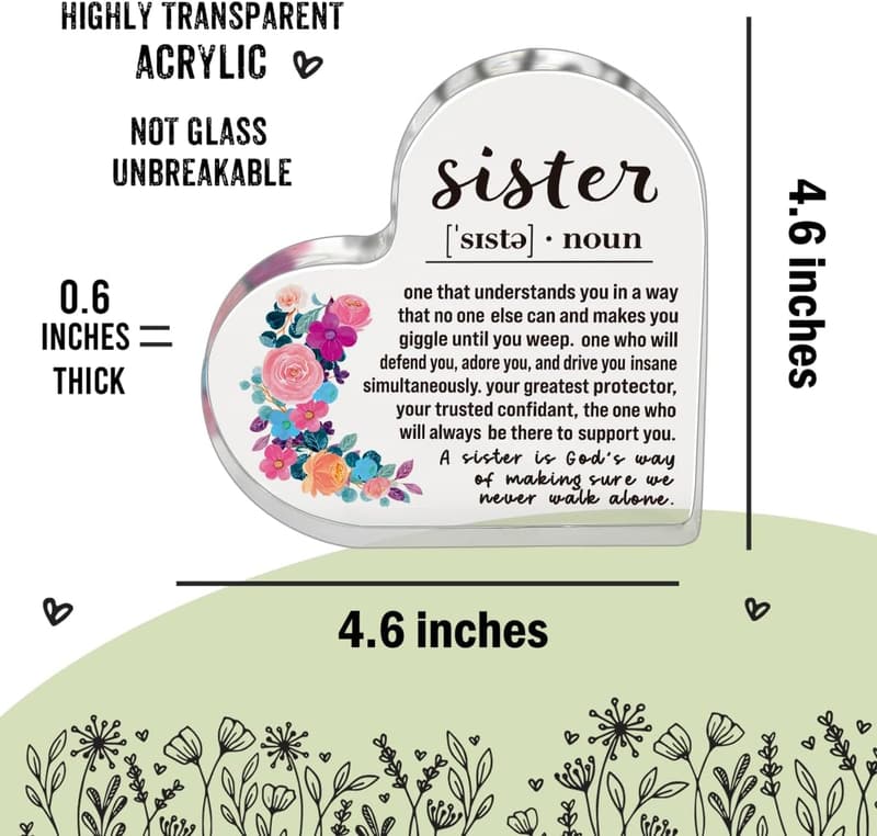 Birthday Gifts for Unbiological Sisters - Sister Definition Acrylic Plaque