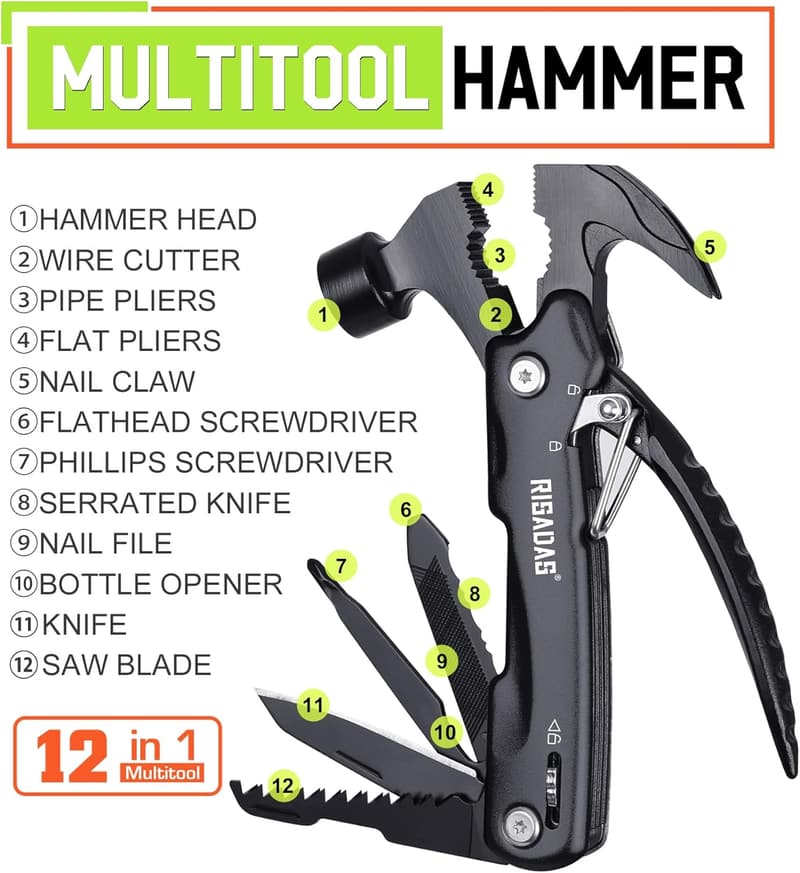 Birthday Gift for Men - Multitool Hammer for Dad, Husband