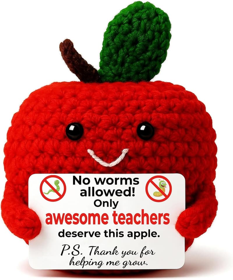 Teacher Appreciation Crochet Apple Card - Thank You Gift for Women