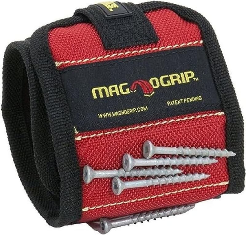MagnoGrip Magnetic Wristband for DIYers & Handyman Tools - Red