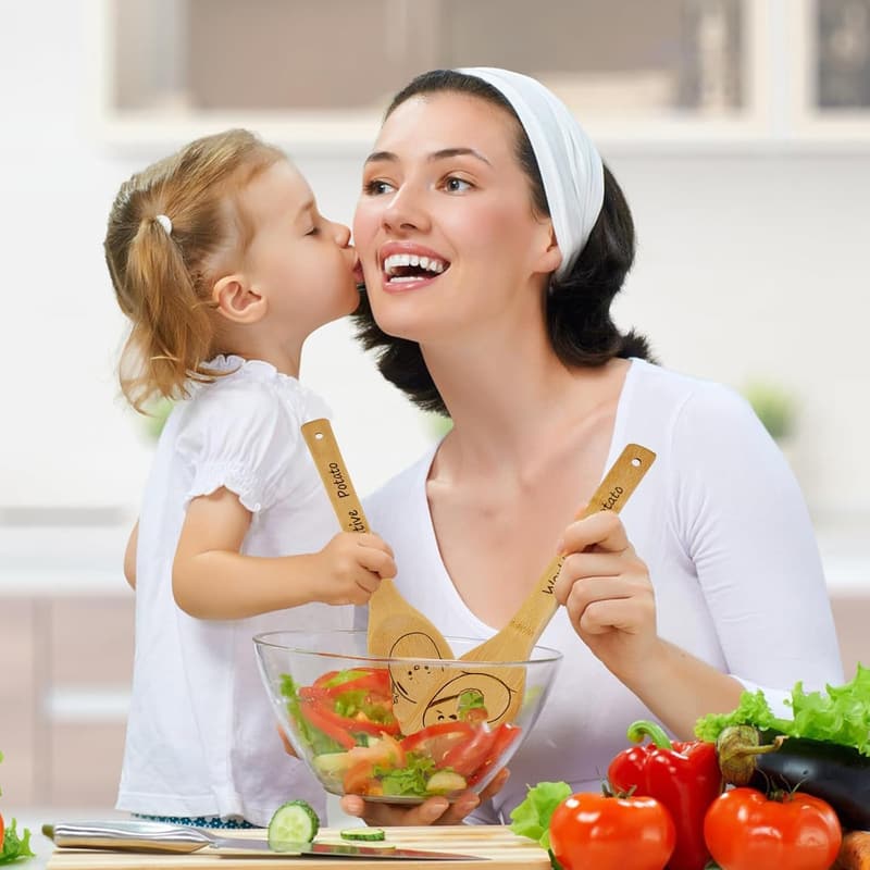 Potato Lovers Cooking Set: 5 Bamboo Spoons for Home Cooking