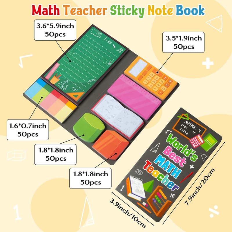 Teacher Appreciation Cartoon Sticky Notes Set - Self-Adhesive Memo Pads