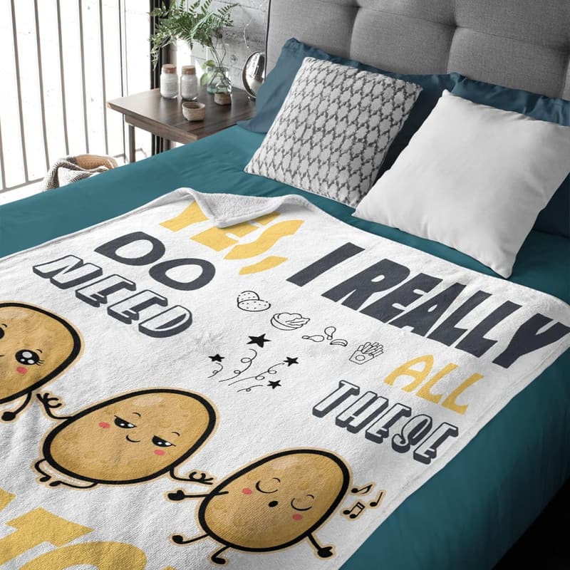 Lightweight Flannel Potatoes Throw Blanket - 50x60in Gift for Teens