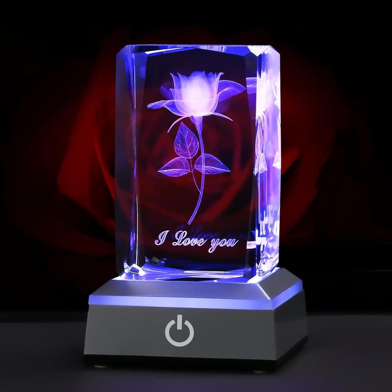 3D Rose Crystal Gift for Girlfriend - Birthday & Anniversary