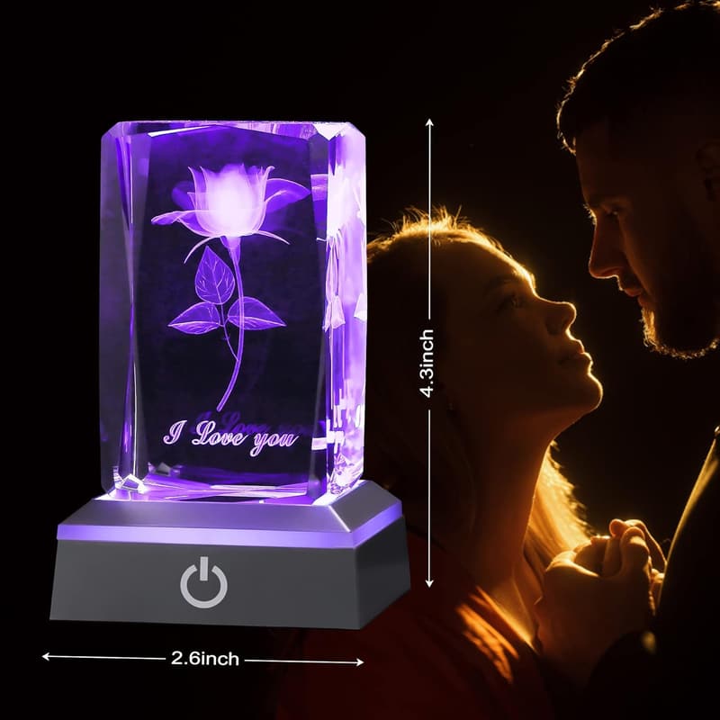 3D Rose Crystal Gift for Girlfriend - Birthday & Anniversary