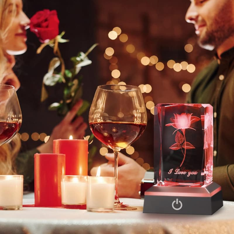 3D Rose Crystal Gift for Girlfriend - Birthday & Anniversary