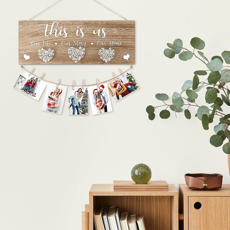 Christmas Wall Decor - Rustic Wooden Picture Frame for Couples