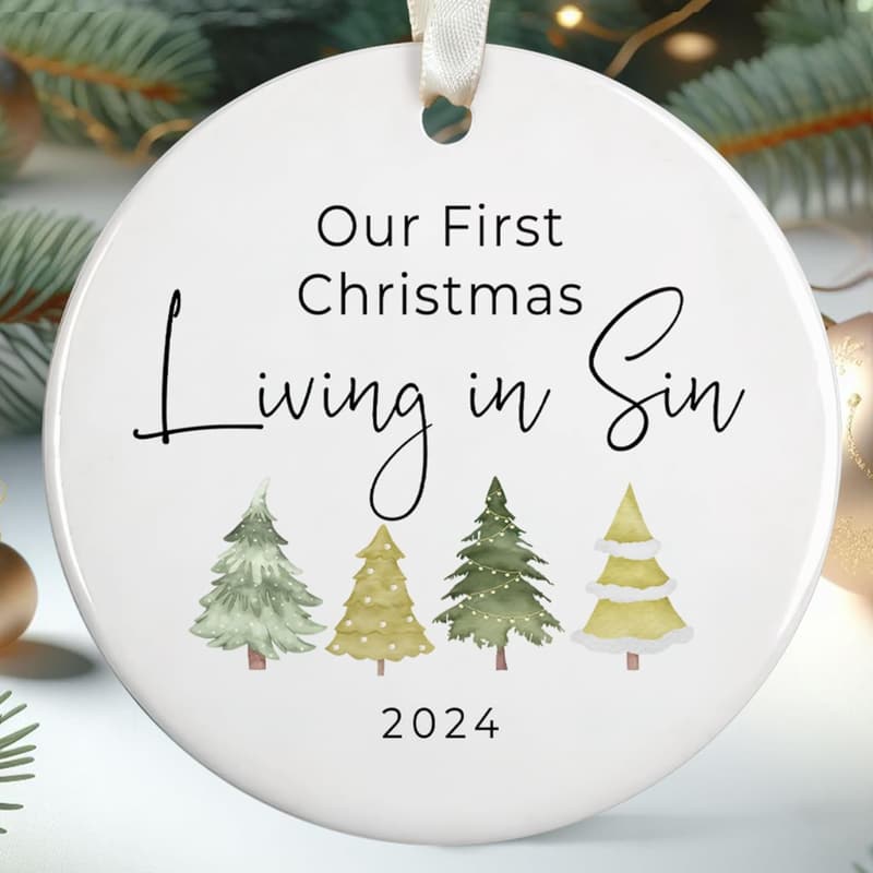 First Christmas Couple Ornament 2024 - Ceramic Gift