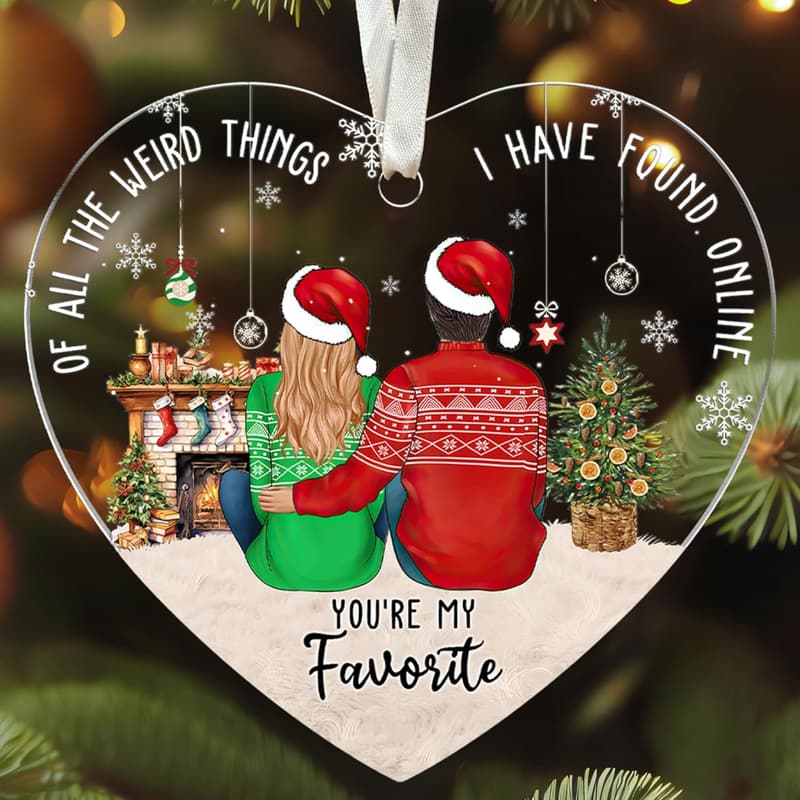 Christmas Acrylic Couple Ornament - 'I Love You' Gift