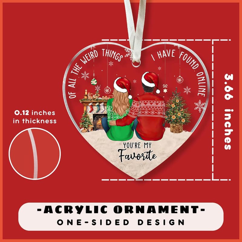 Christmas Acrylic Couple Ornament - 'I Love You' Gift