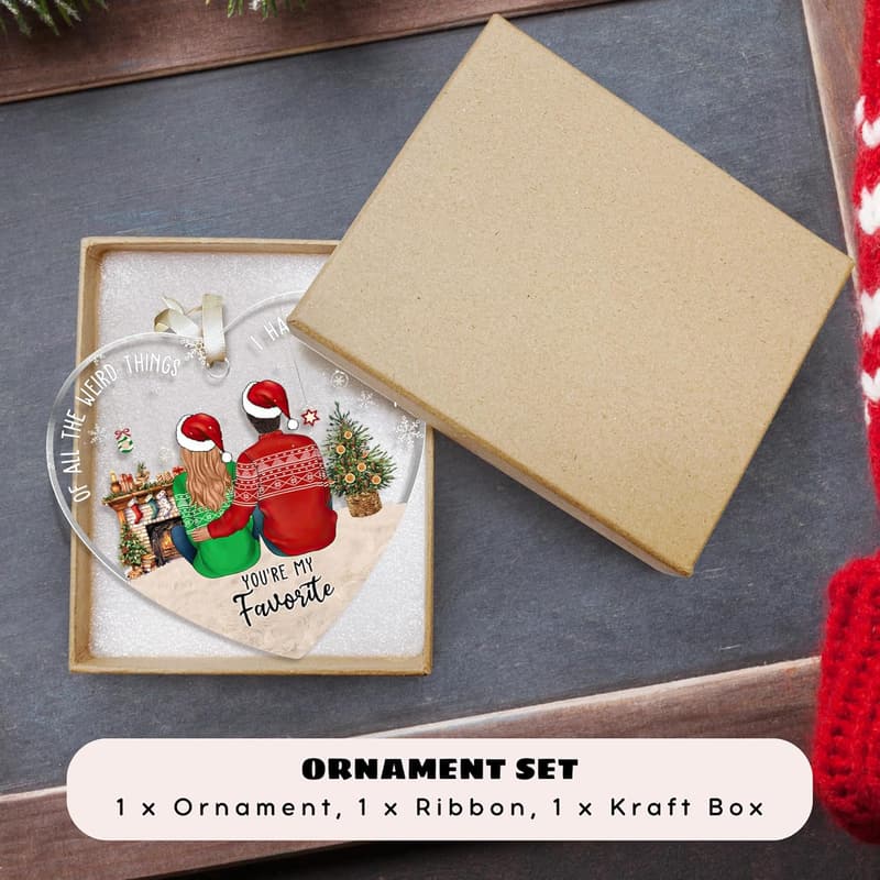 Christmas Acrylic Couple Ornament - 'I Love You' Gift