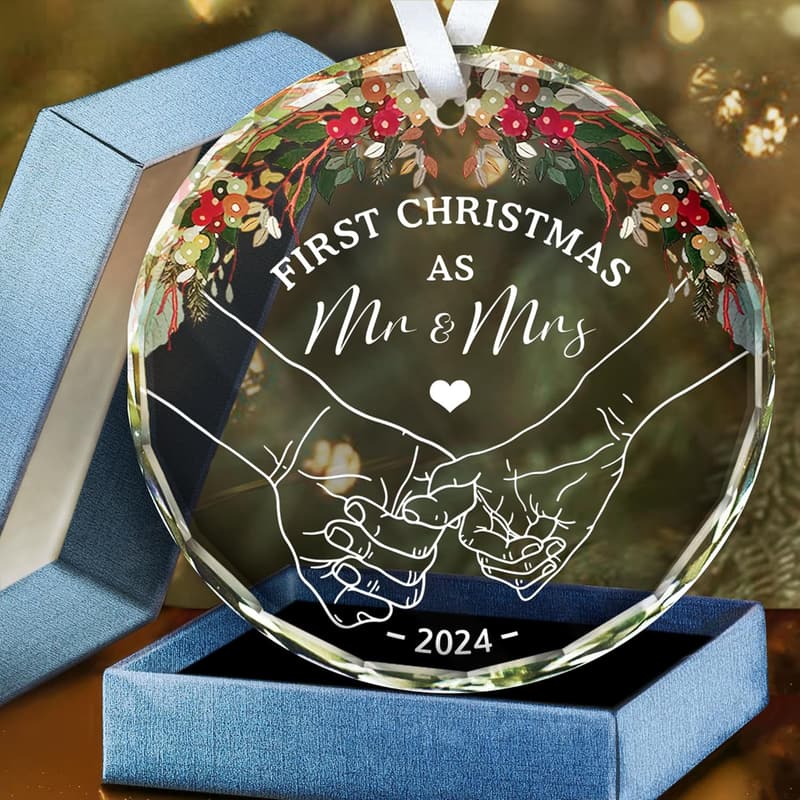 Wedding Glass Ornament Gift Box for Newlyweds
