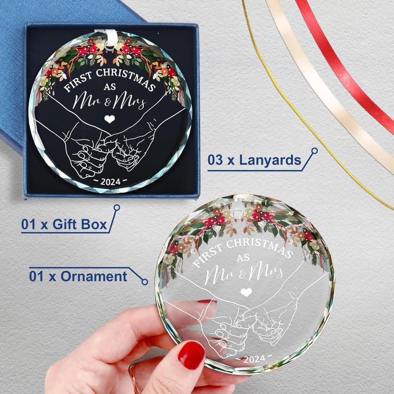 Wedding Glass Ornament Gift Box for Newlyweds