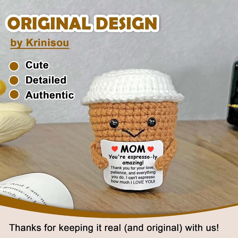 Mother's Day Positive Crochet Espresso Gift for Mom