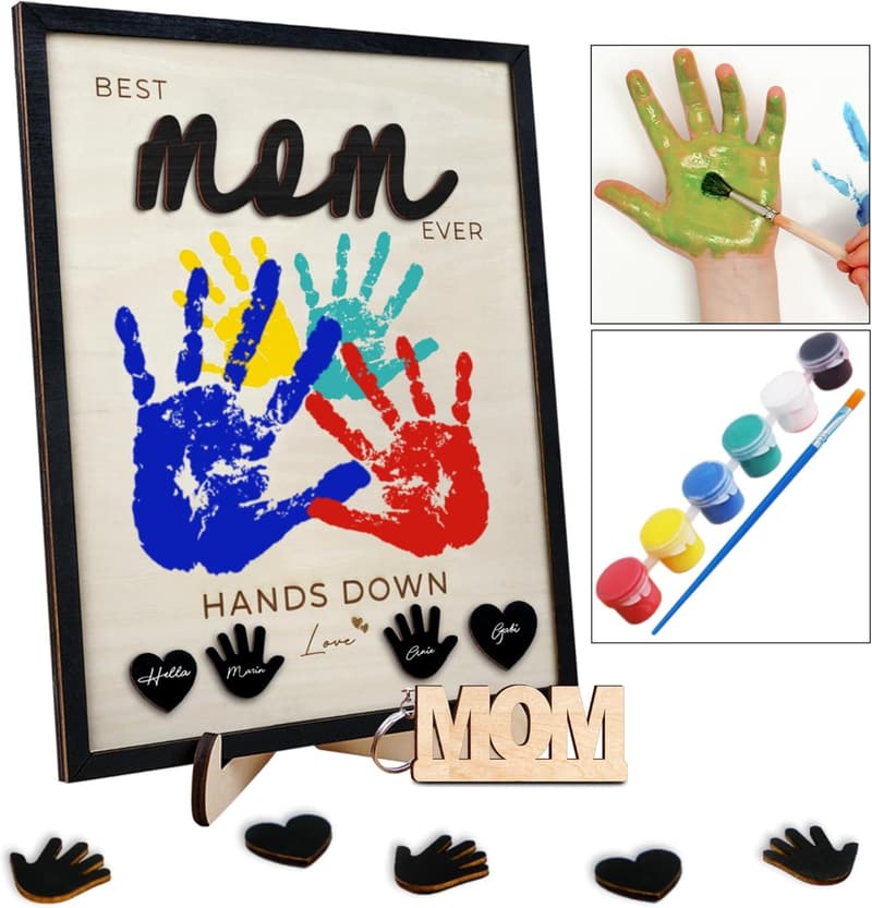 Mother's Day Handprint Kit with Frame & Keychain for Mom
