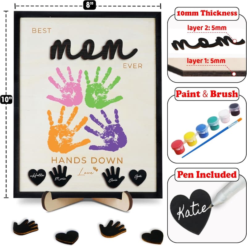 Mother's Day Handprint Kit with Frame & Keychain for Mom