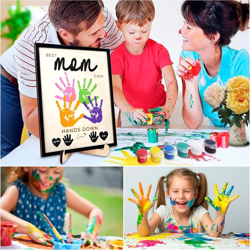 Mother's Day Handprint Kit with Frame & Keychain for Mom