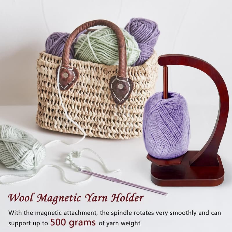 Wooden Yarn Spinner with Magnetic Mechanism for Knitting