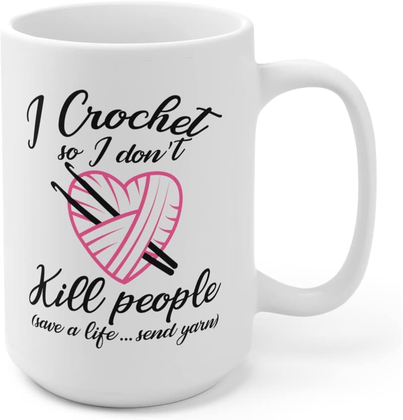 Mothers Day Crochet Mug for Grandma, Aunt, or Mom - 15 oz