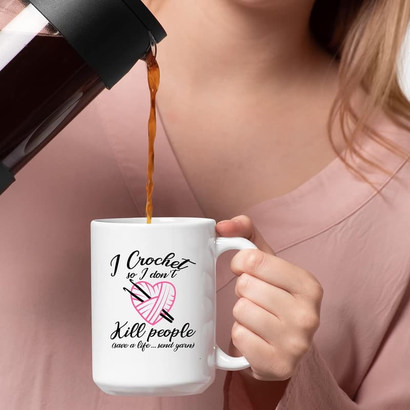 Mothers Day Crochet Mug for Grandma, Aunt, or Mom - 15 oz