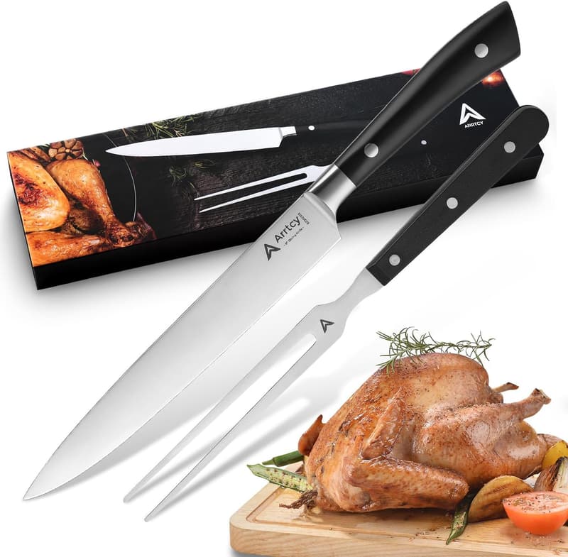Turkey Carving Set - Ergonomic German Stainless Steel Knife & Fork