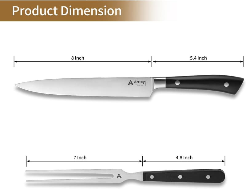 Turkey Carving Set - Ergonomic German Stainless Steel Knife & Fork