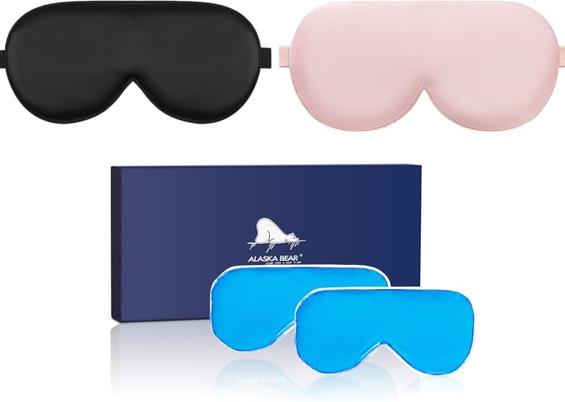 Cooling Gel Eye Mask & Weighted Silk Sleep Mask Set