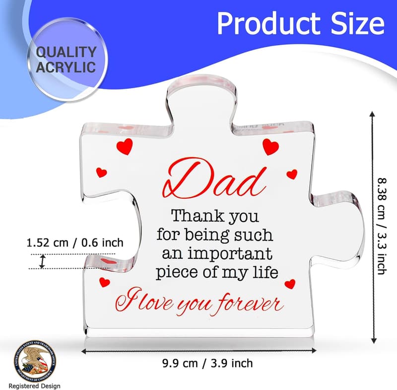 Engraved Acrylic Block Puzzle - Unique Birthday Gift for Dad