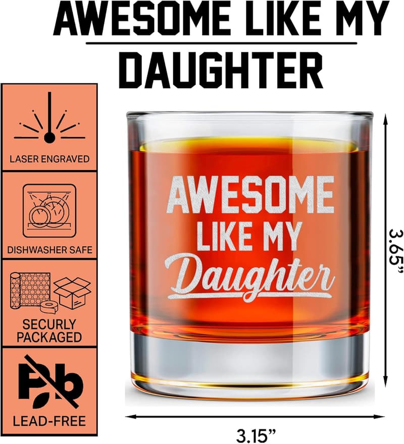 Funny Whiskey Rock Glass for Dad - Birthday & Father's Day Gift
