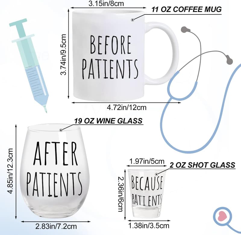 Dental Care Gift Set - 11oz Mug & 19oz Wine Glass for Women