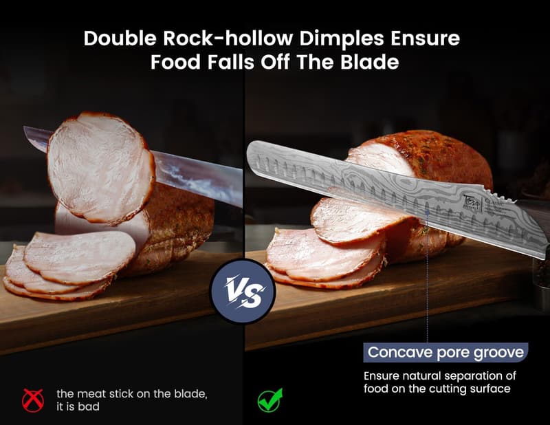 Damascus High-Carbon Brisket Knife with Wood Handle, Gift Boxed
