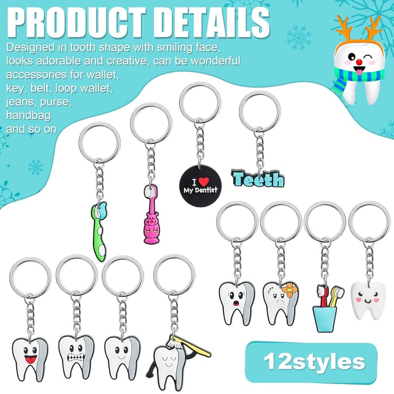 Dental Assistant Gift: 36 Pcs Tooth Shape Keychains