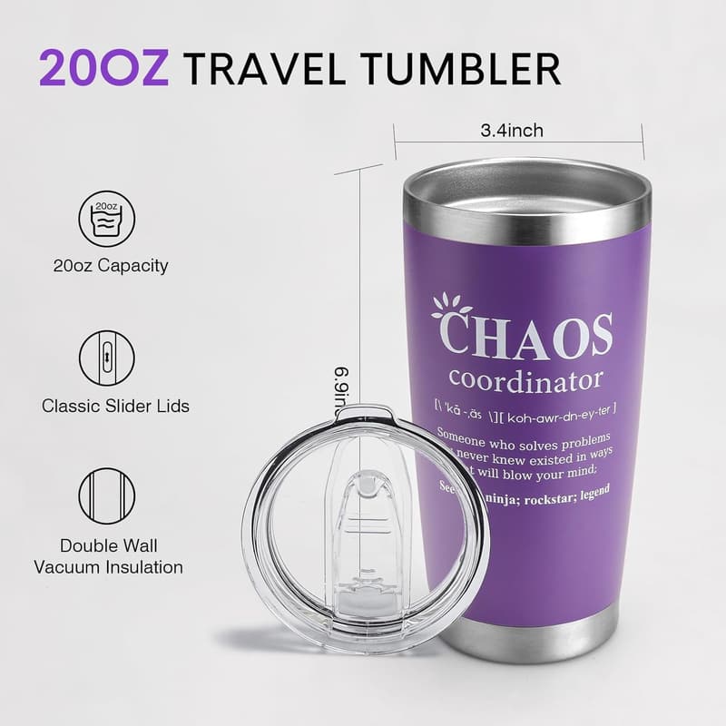 Mother's Day Chaos Coordinator Tumbler - 20oz Purple