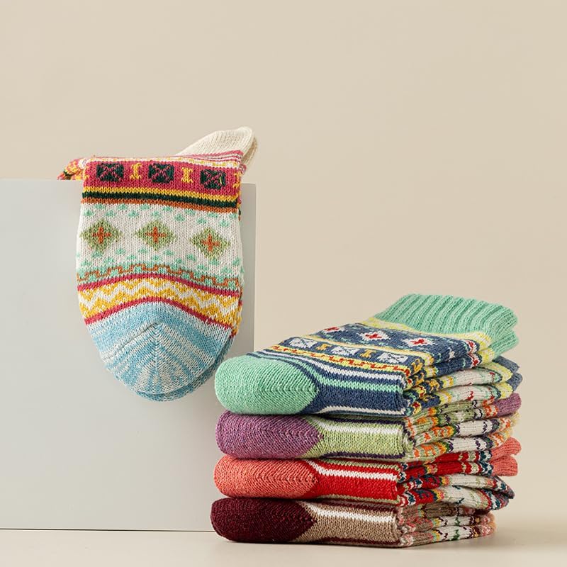 Winter Warmth: 5 Pairs Soft Wool Fuzzy Socks Gift Box for Women