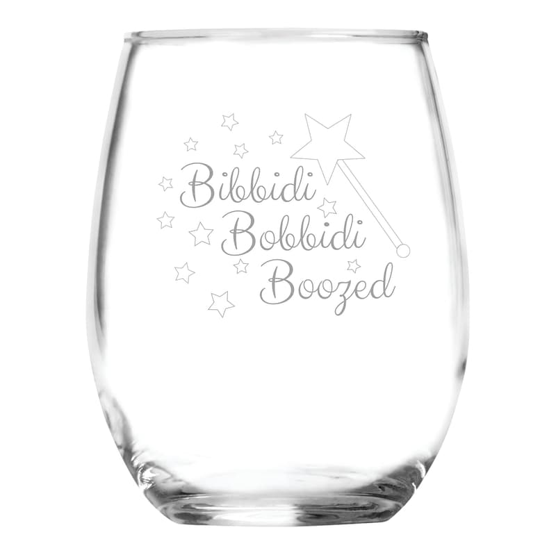 Cinderella Fairy Godmother Stemless Wine Glass Gift for Her