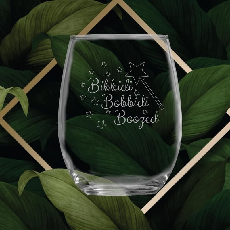 Cinderella Fairy Godmother Stemless Wine Glass Gift for Her