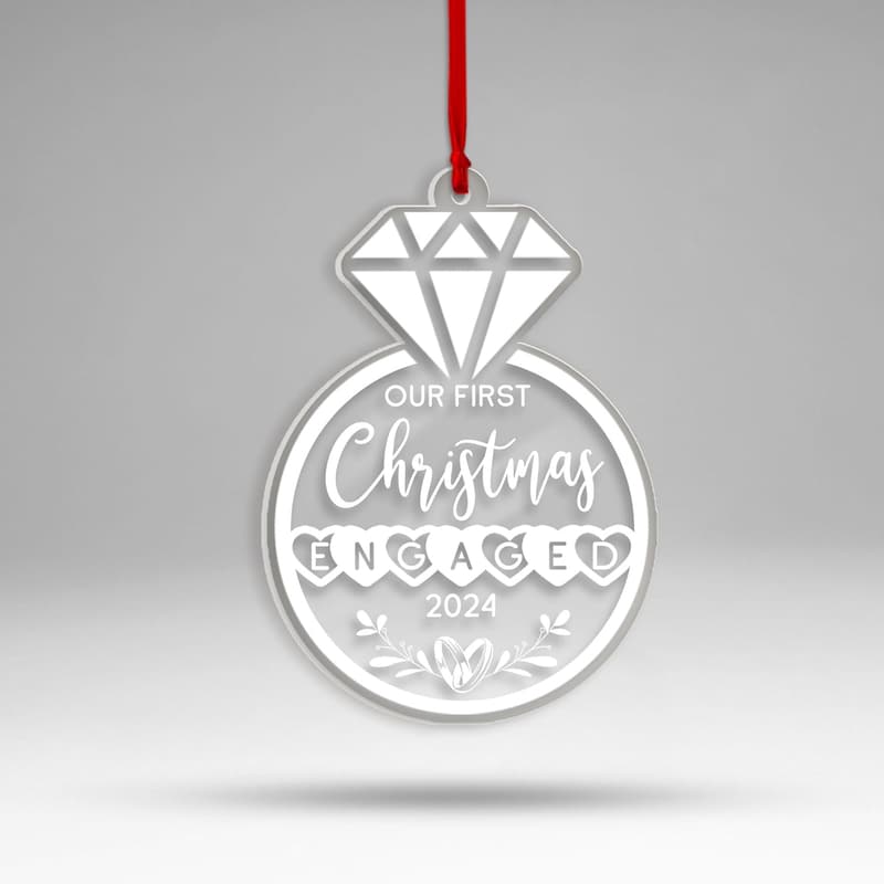 Engagement Christmas Ornament 2024 for Couples