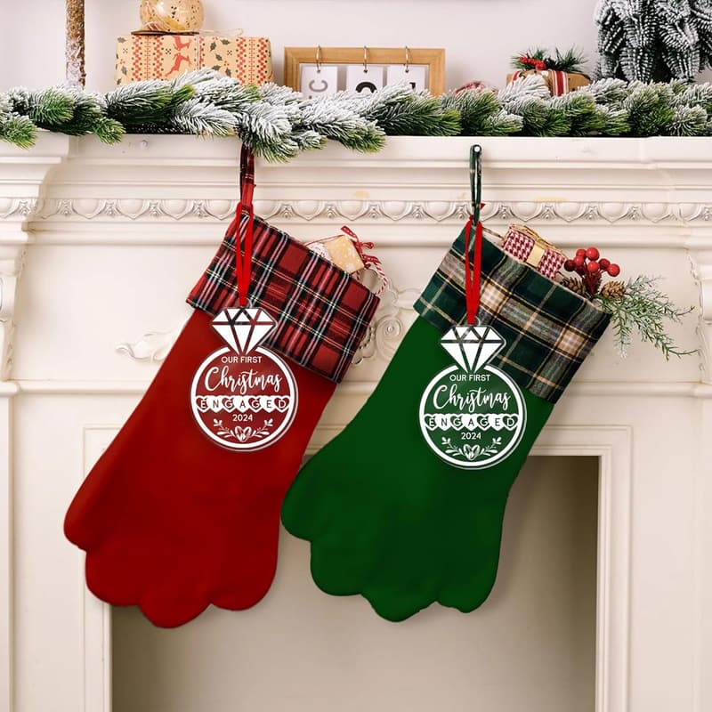 Engagement Christmas Ornament 2024 for Couples
