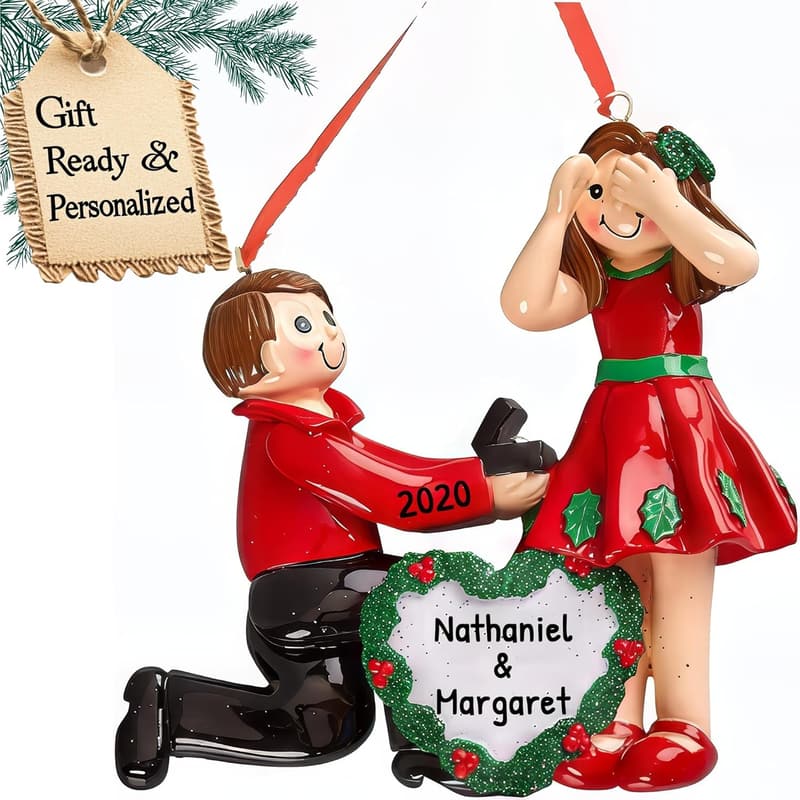 Personalized Engagement Ornament 2025 | Custom Name Keepsake