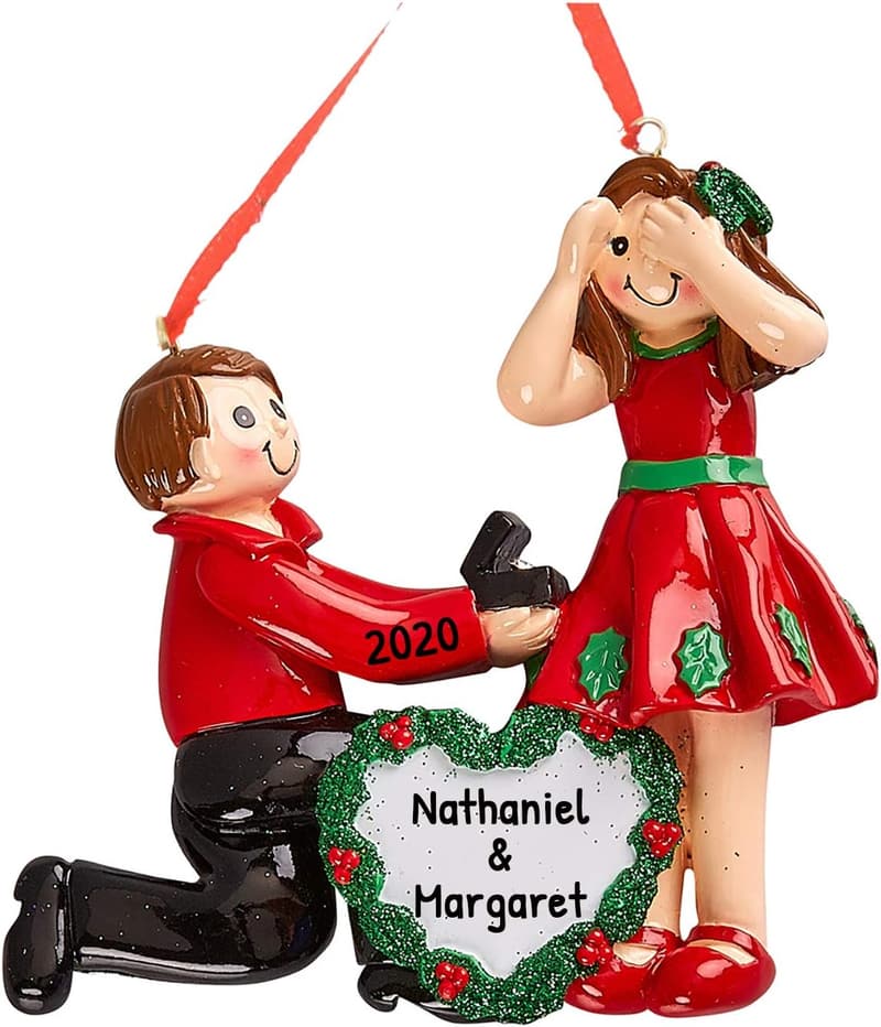 Personalized Engagement Ornament 2025 | Custom Name Keepsake