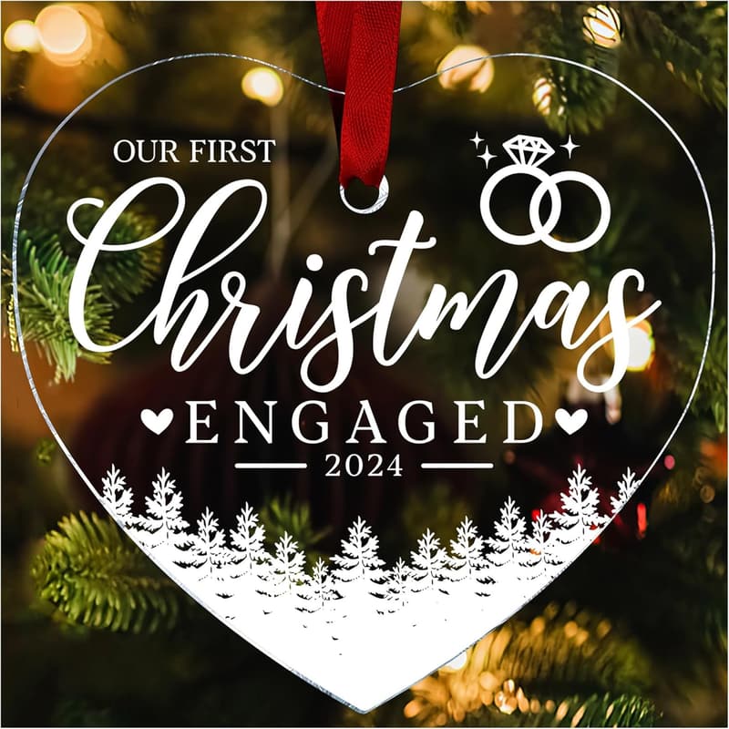 2024 Engagement Heart Acrylic Ornament for Couples
