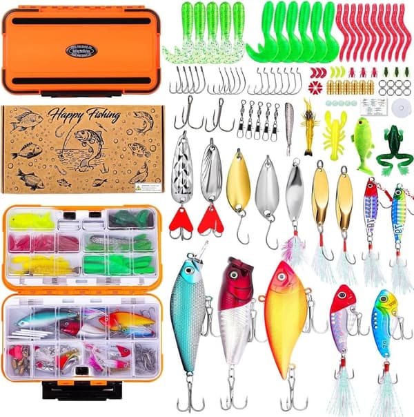 Fishing Lures Kit for Freshwater Fishing - 105pcs for Dad