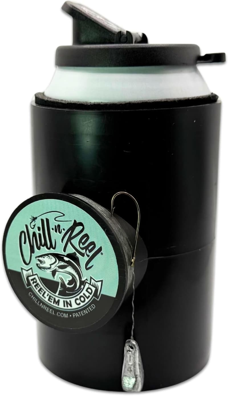 Fishing Can Cooler with Hand Line Reel - Unique Gift for Men