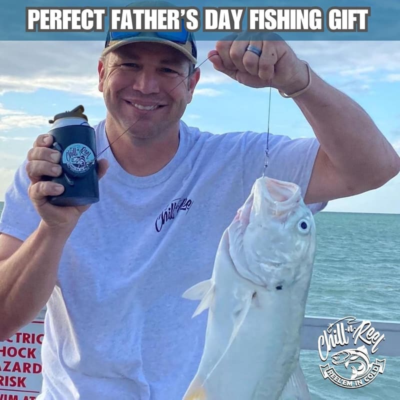 Fishing Can Cooler with Hand Line Reel - Unique Gift for Men
