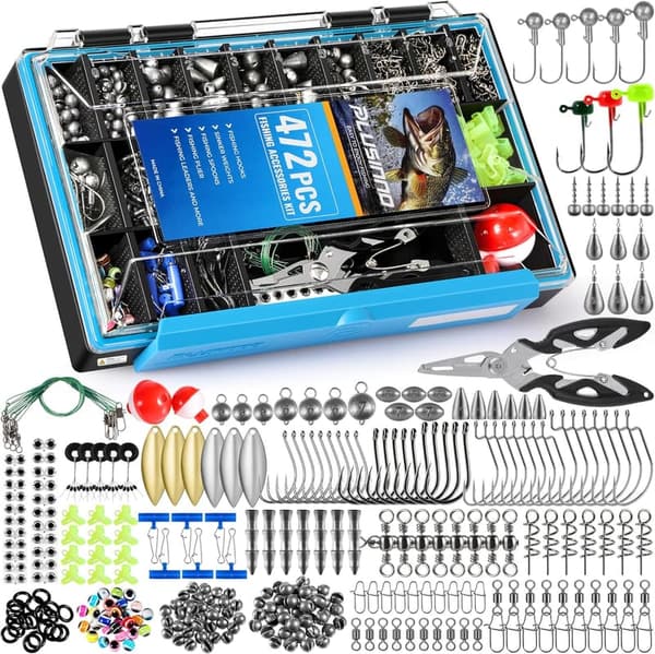 Fishing Accessories Kit with Tackle Box - 472PCS for Men