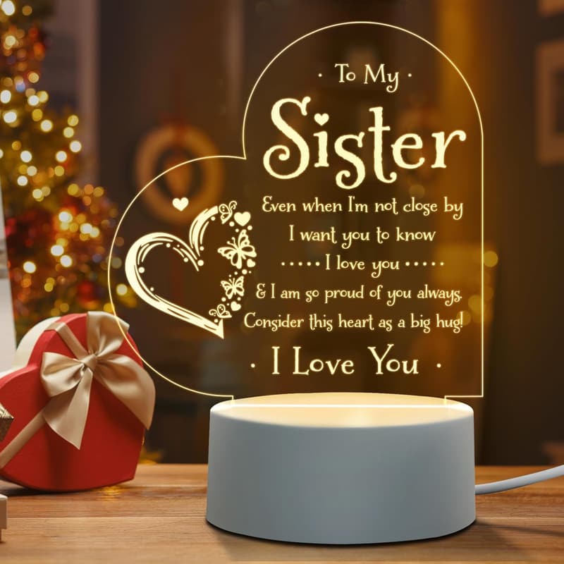 Engraved Night Light for Sister - Birthday, Graduation Gift
