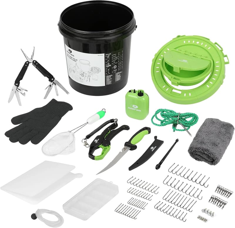 Fishing Gear Kit with Bait Bucket & 25-in-1 Pliers for Fishermen